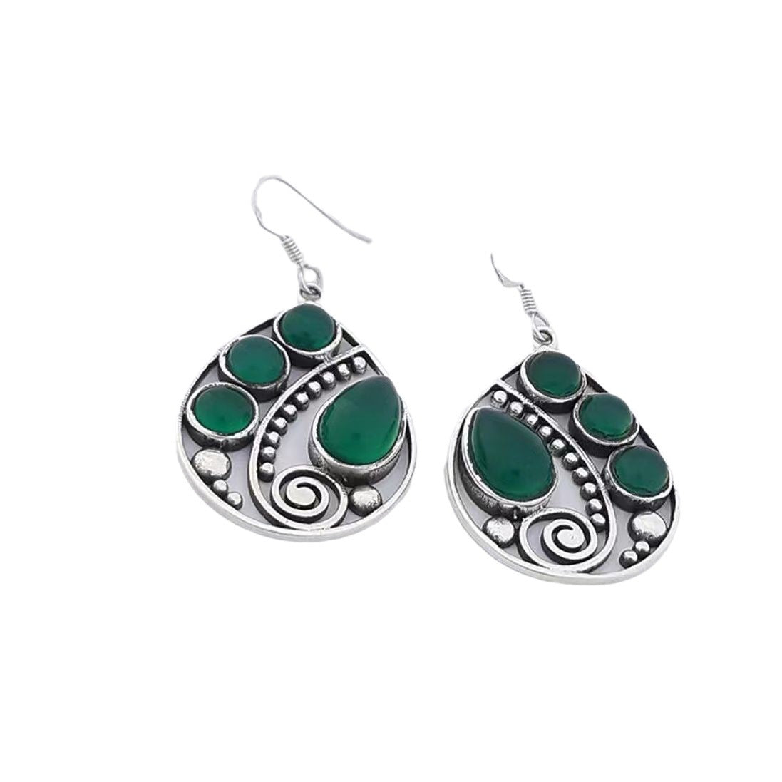 Artistic Retro Bohemian Drop-shaped Emerald Earrings