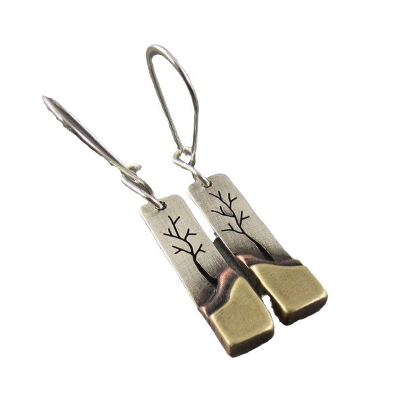 Simple Retro Lucky Tree River Pendant Earrings