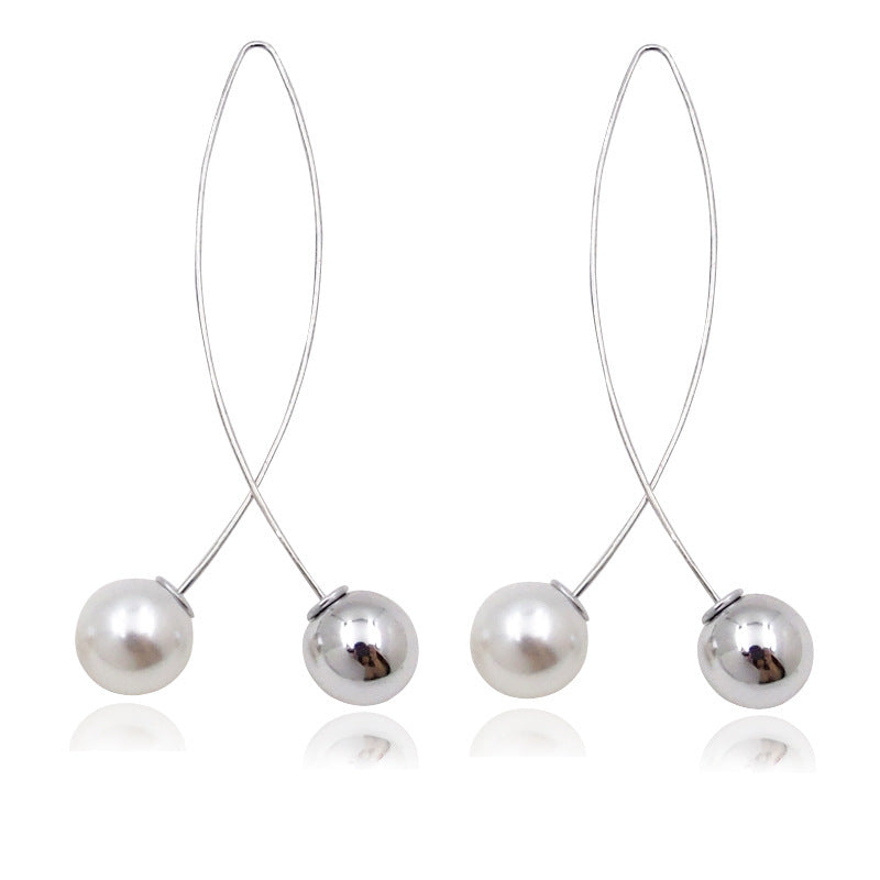 Pearl Earrings Net Red Fashion Ear Jewelry Temperament Wild Personality Pendant Korean Fashion Long Earrings Earrings