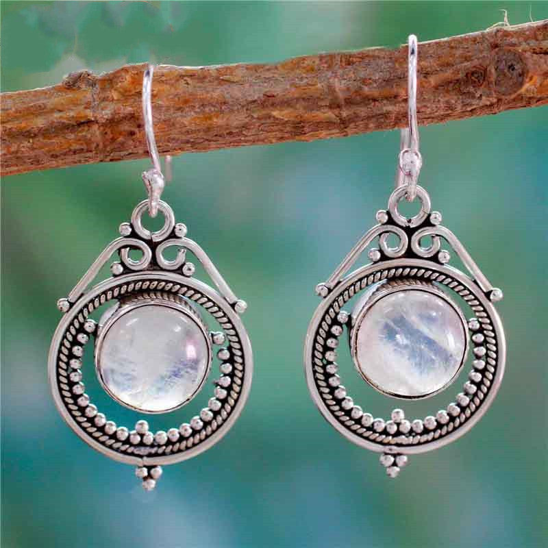 Fashion Purple Turquoise Earrings Drop Round Earrings