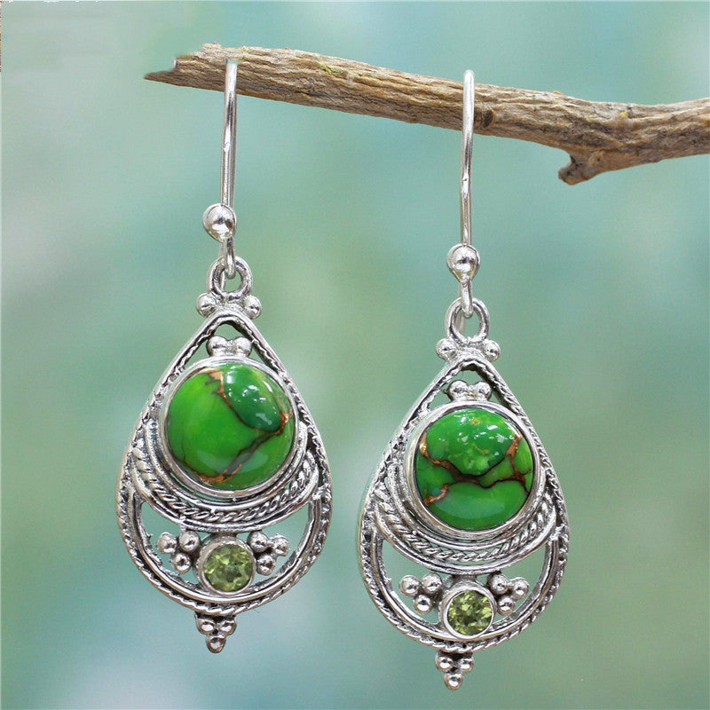 Fashion Purple Turquoise Earrings Drop Round Earrings