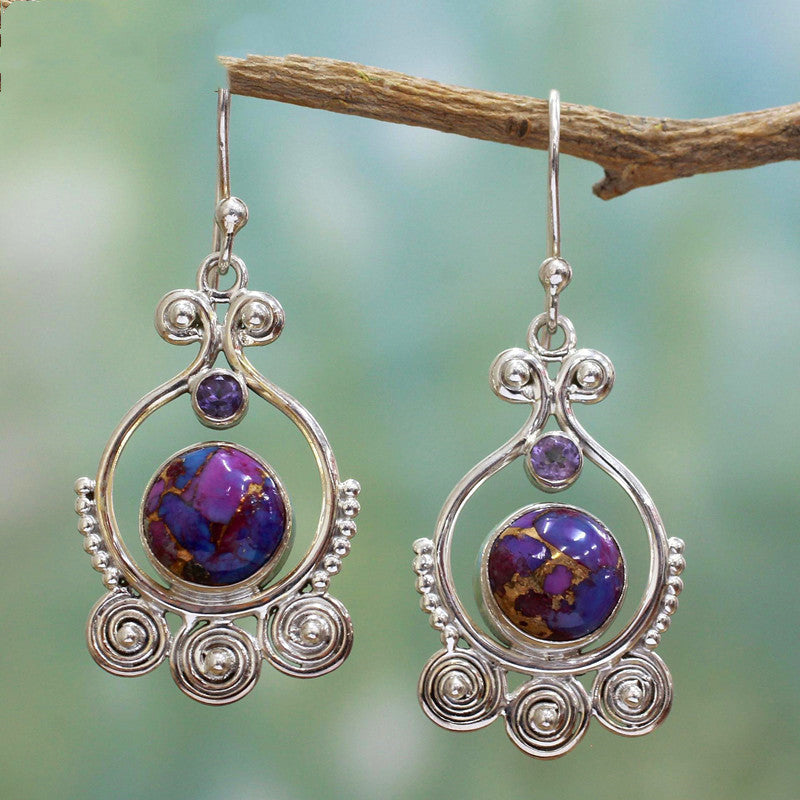 Fashion Purple Turquoise Earrings Drop Round Earrings