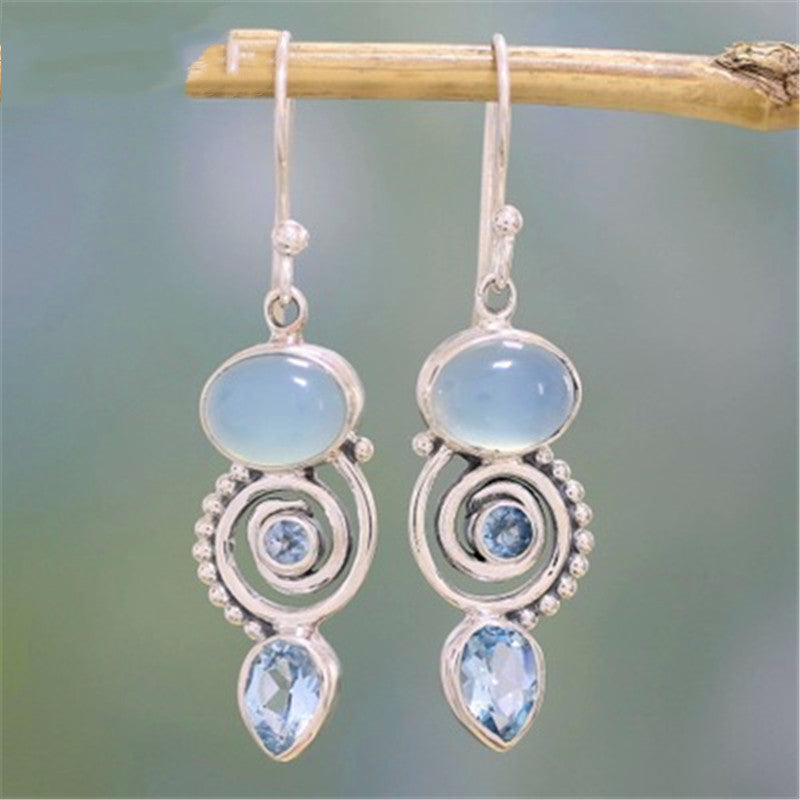 Fashion Purple Turquoise Earrings Drop Round Earrings