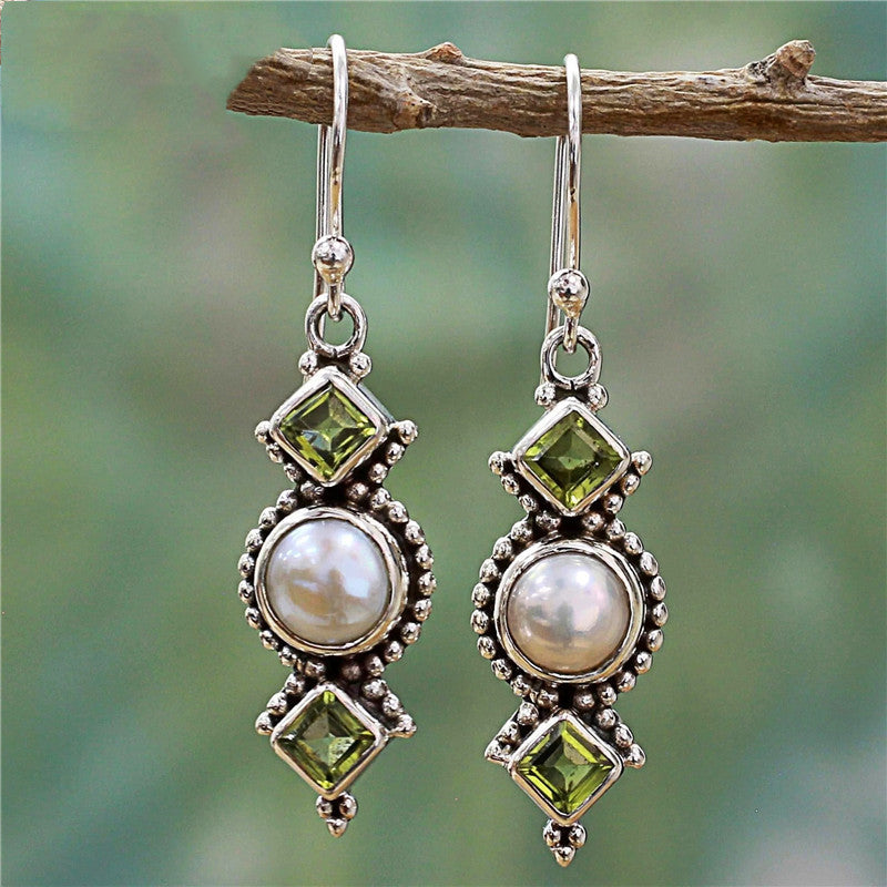 Fashion Purple Turquoise Earrings Drop Round Earrings