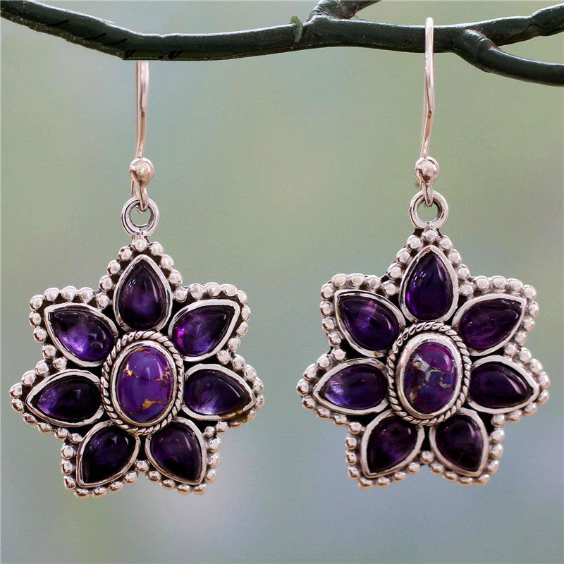 Fashion Purple Turquoise Earrings Drop Round Earrings