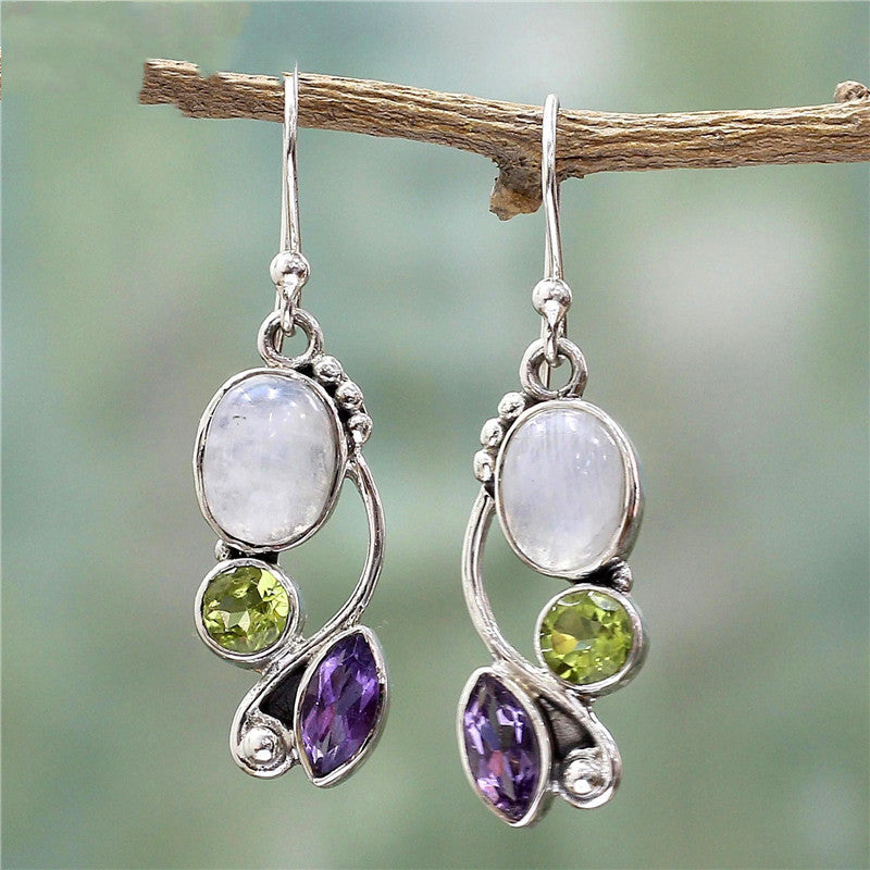Fashion Purple Turquoise Earrings Drop Round Earrings