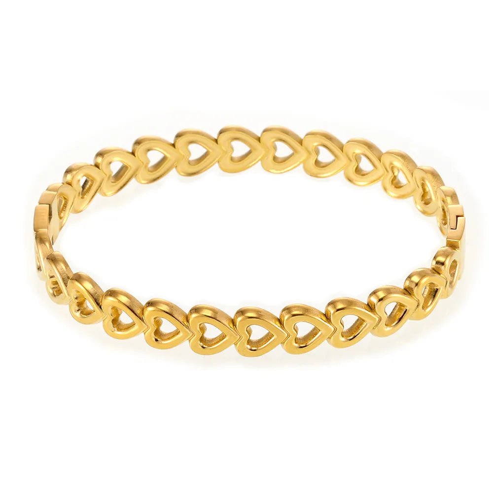 18K Gold - Plated Stainless Steel Heart Bracelet - MYSTIQOR