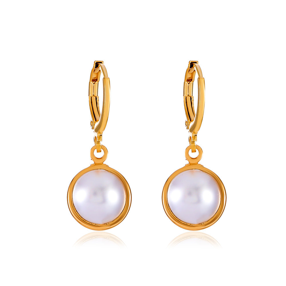 Round Fashionable Temperamental All-match Pearl Simplicity Earrings