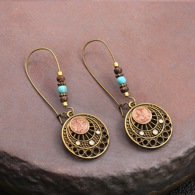 Vintage Bohemian Hollow Beaded Round Earrings