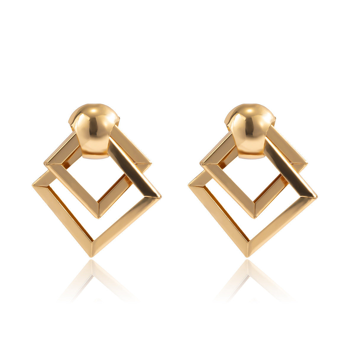 Exaggerated Geometric Hollow Metal Earrings
