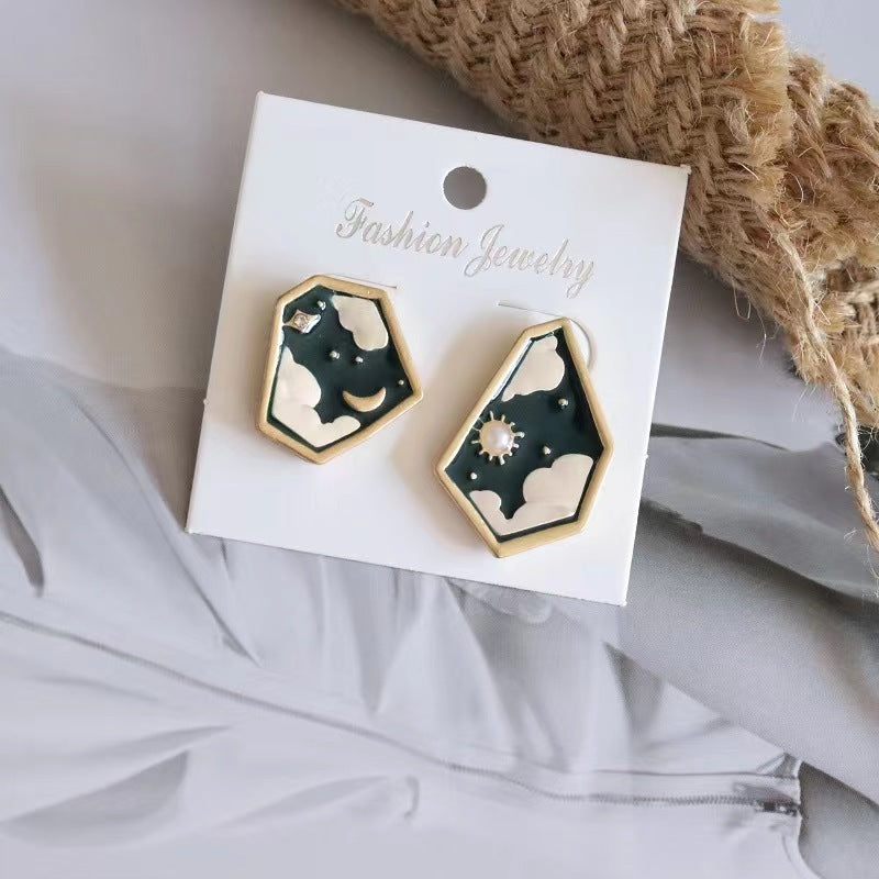 Ladies' National Style Dripping Oil Retro Stud Earrings