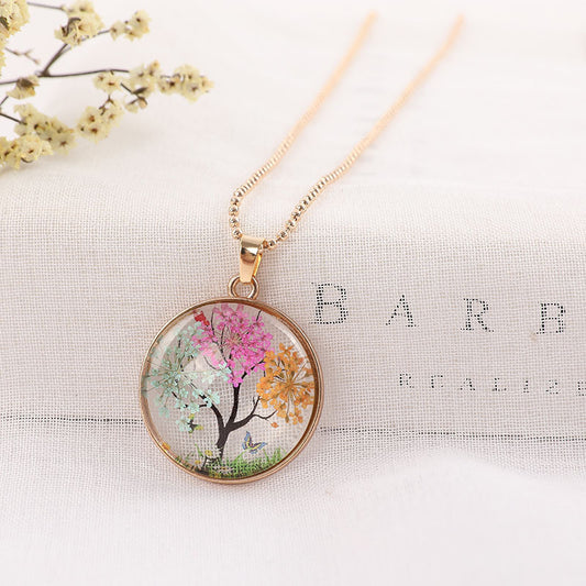 All-match Natural Dried Flower Tree Of Life Necklace