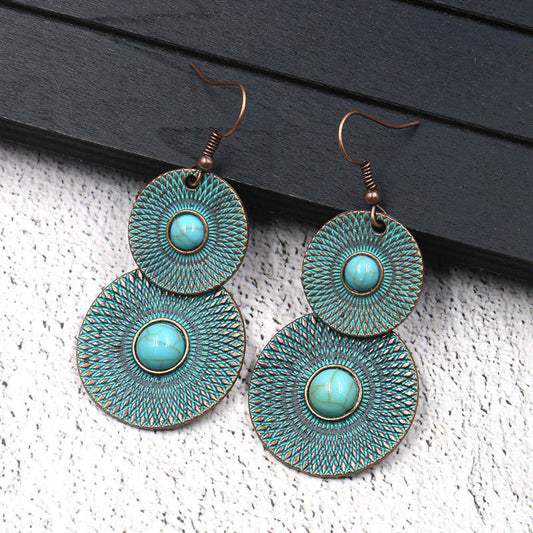 Vintage Double Layer Round Earrings