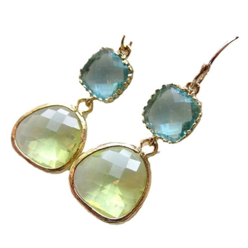 Irregular Resin Blue Vintage Green Earrings