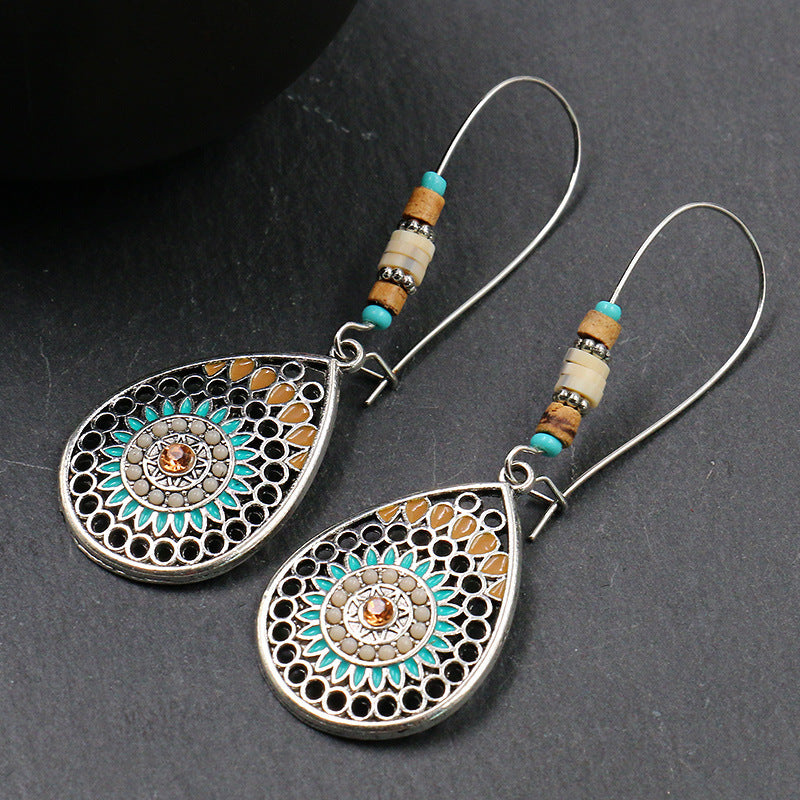 Women's Hollow Drop-shaped Alloy Enamel Earrings