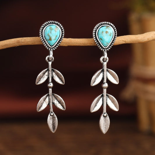 Leaf Shape Creative Long Ethnic Style Earrings Drop