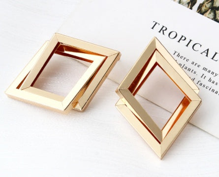 Exaggerated Geometric Hollow Metal Earrings