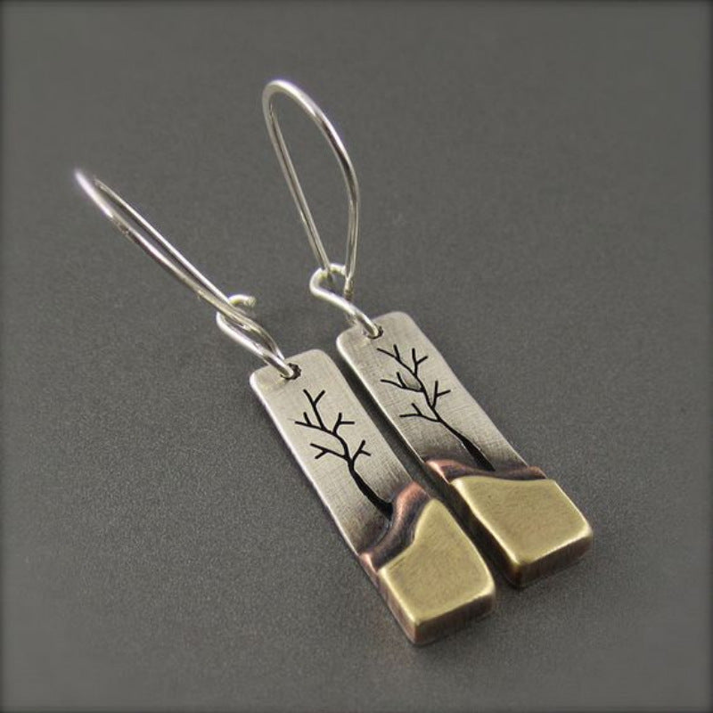 Simple Retro Lucky Tree River Pendant Earrings