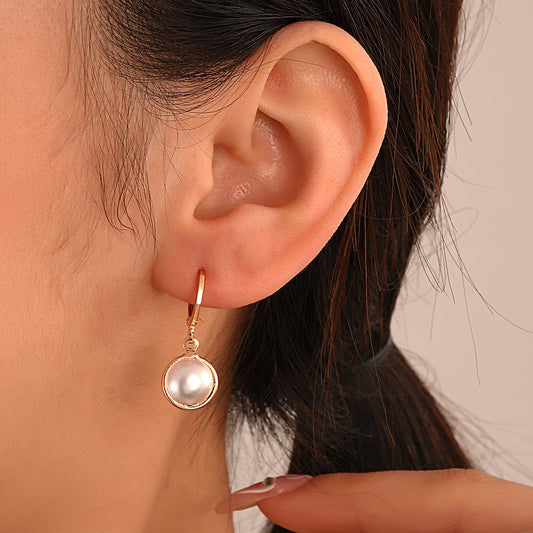 Round Fashionable Temperamental All-match Pearl Simplicity Earrings