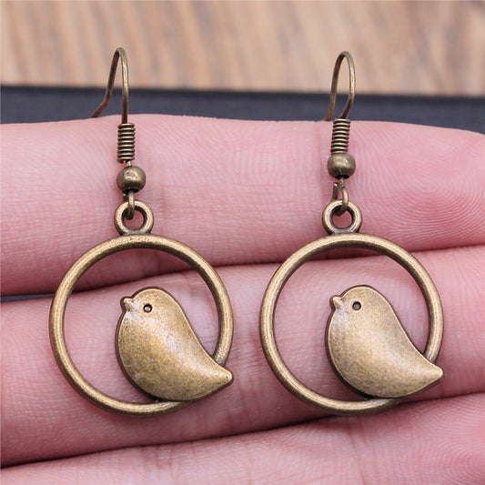 Retro Simple Handmade Ornament Bird Earrings Eardrops