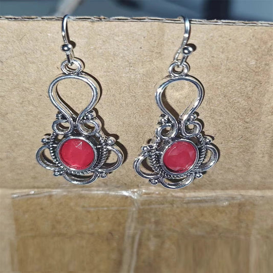 Bohemian Retro Fashion And Personalized Hollow Inlaid Gemstone Earrings