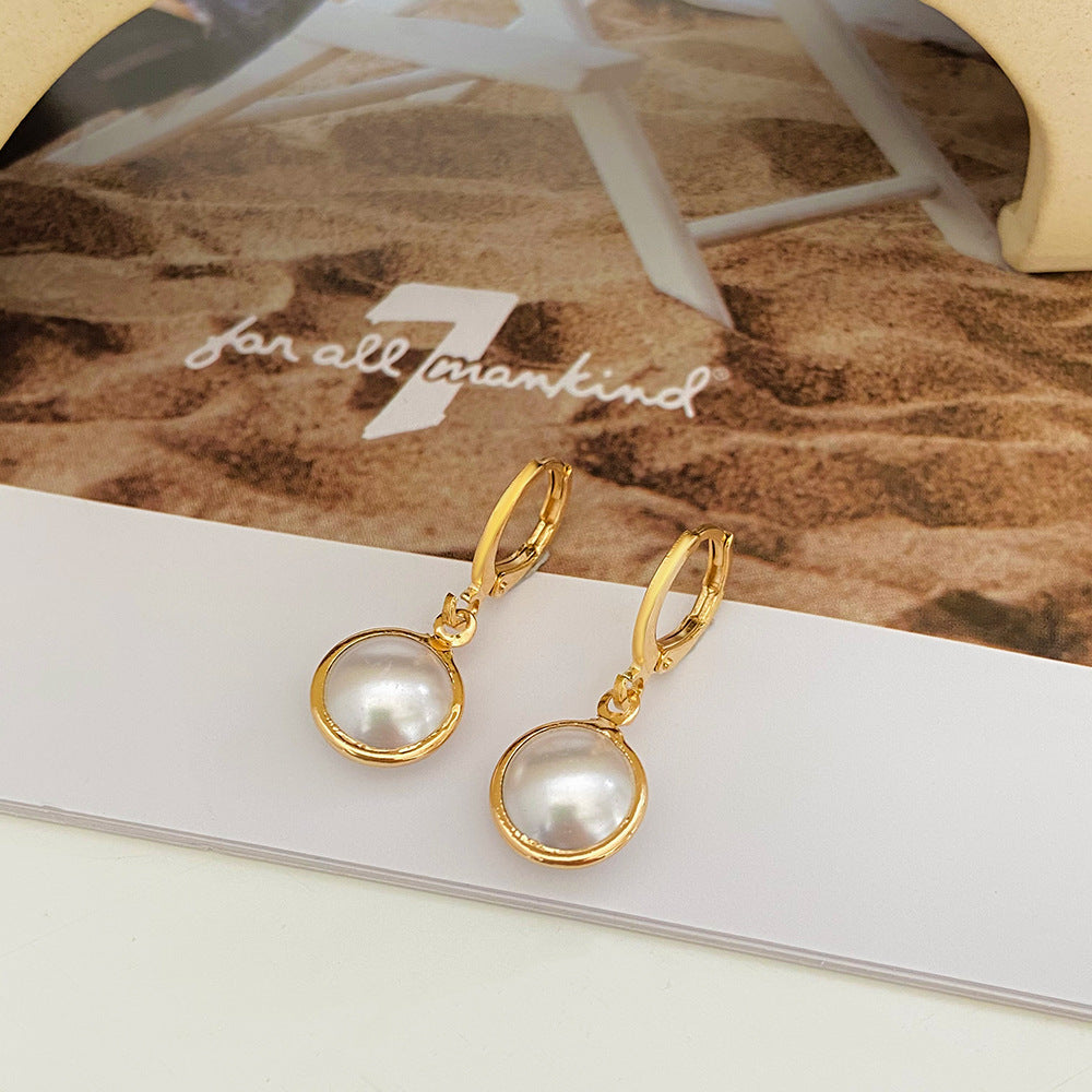 Round Fashionable Temperamental All-match Pearl Simplicity Earrings