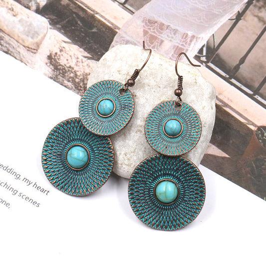 Vintage Double Layer Round Earrings
