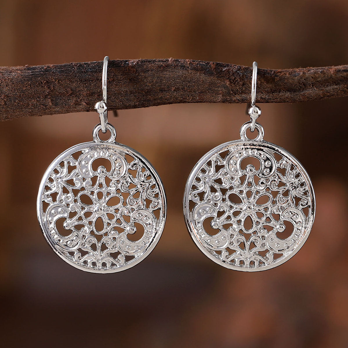 Retro Ethnic Geometric Hollow Carved Earrings