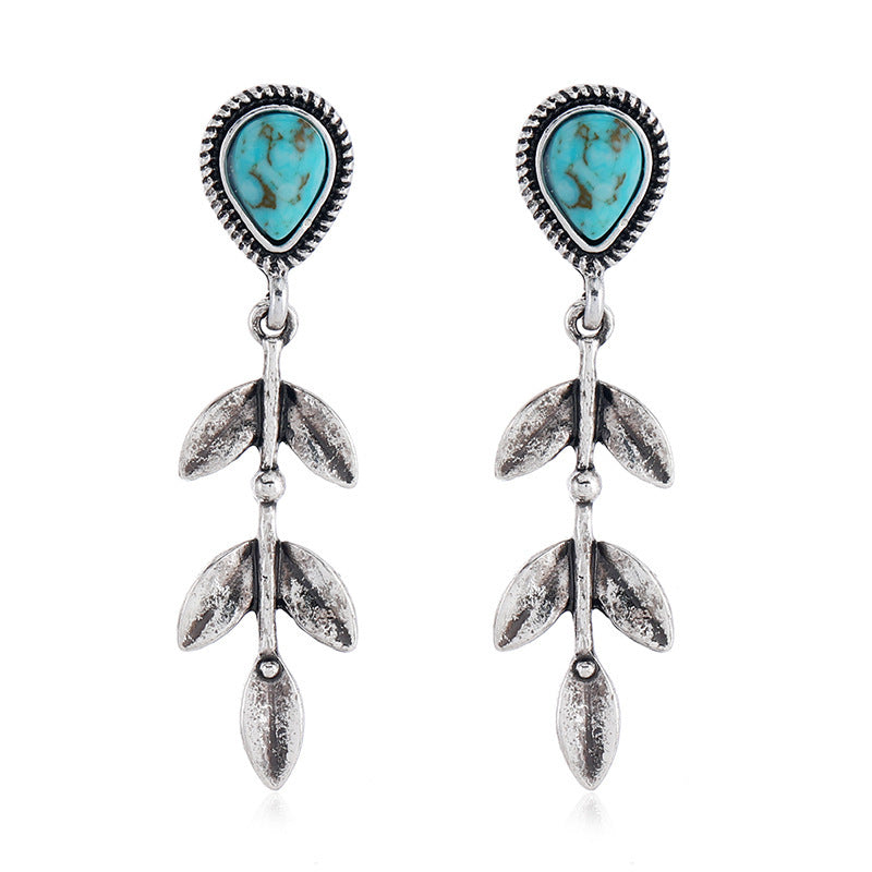 Leaf Shape Creative Long Ethnic Style Earrings Drop