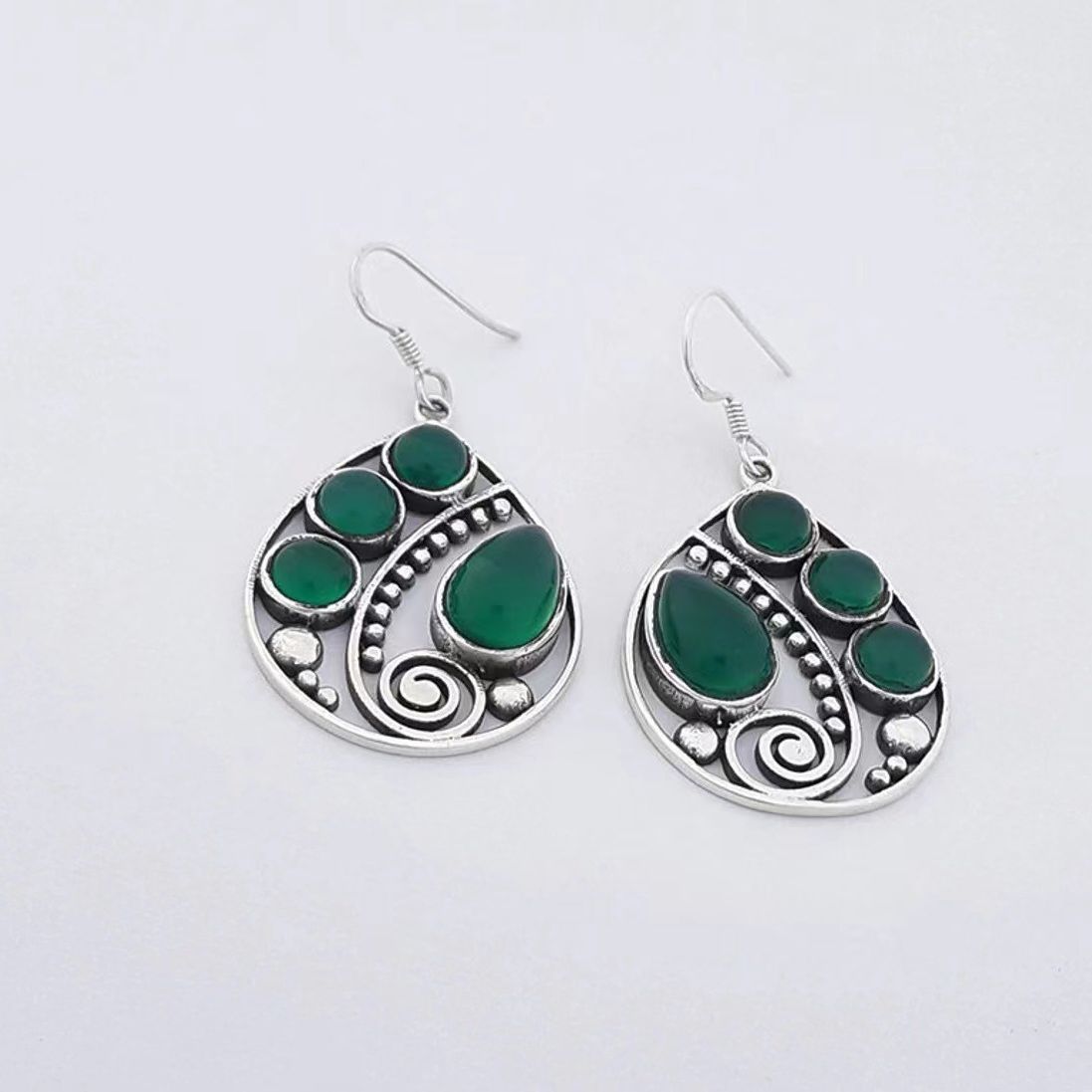Artistic Retro Bohemian Drop-shaped Emerald Earrings