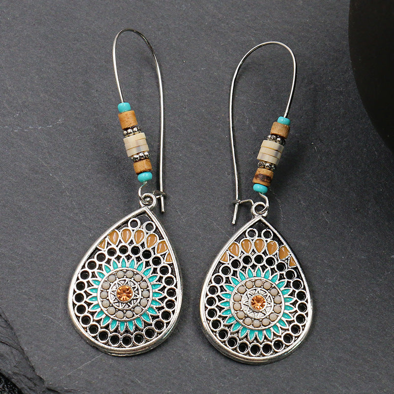 Women's Hollow Drop-shaped Alloy Enamel Earrings