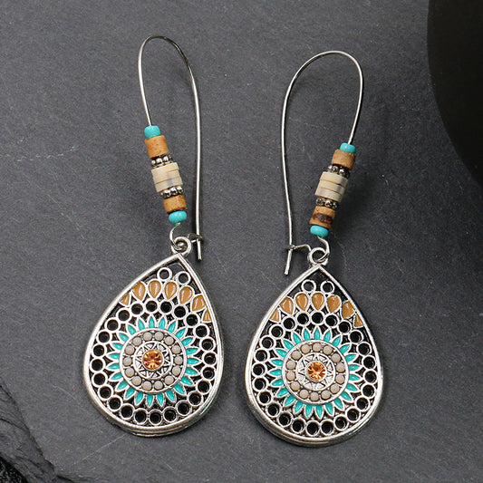 Women's Hollow Drop-shaped Alloy Enamel Earrings