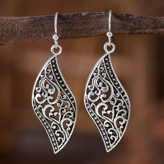 Retro Ethnic Geometric Hollow Carved Earrings