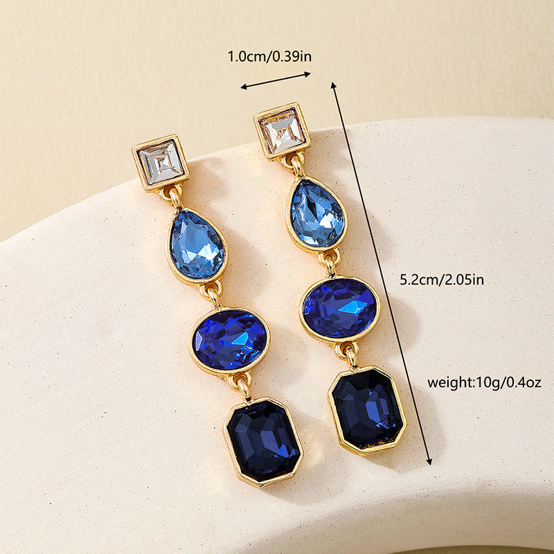 European And American Metal Color Rhinestone Ear Studs Women