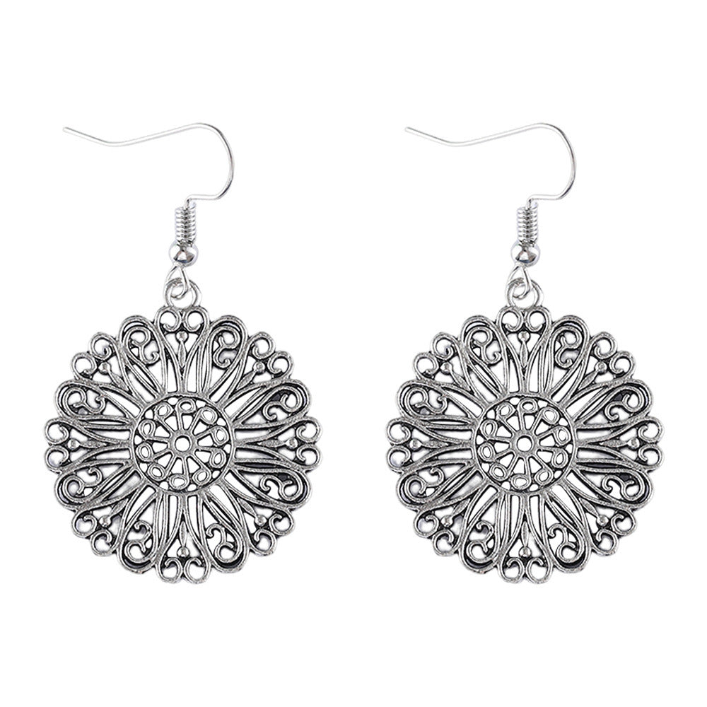 Bohemian Vintage Hollow Circle Flower Earrings