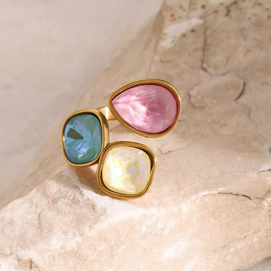 Triple Rhinestone Bypass Ring - MYSTIQOR