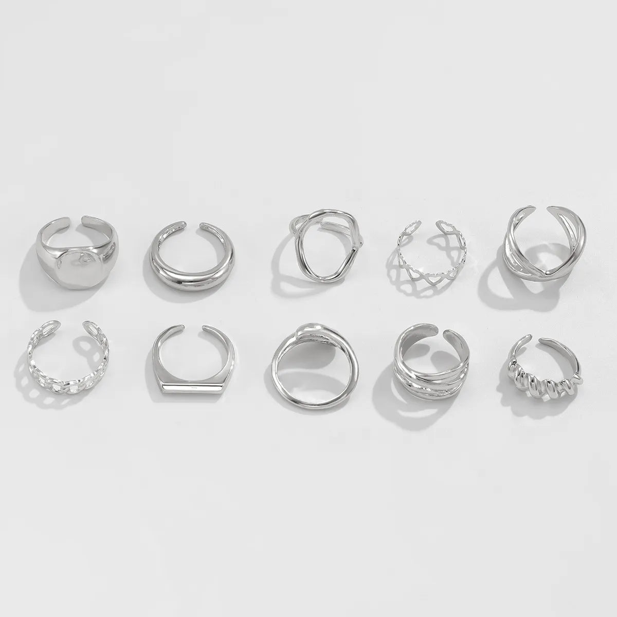 10 - Piece Alloy Geometric Ring - MYSTIQOR