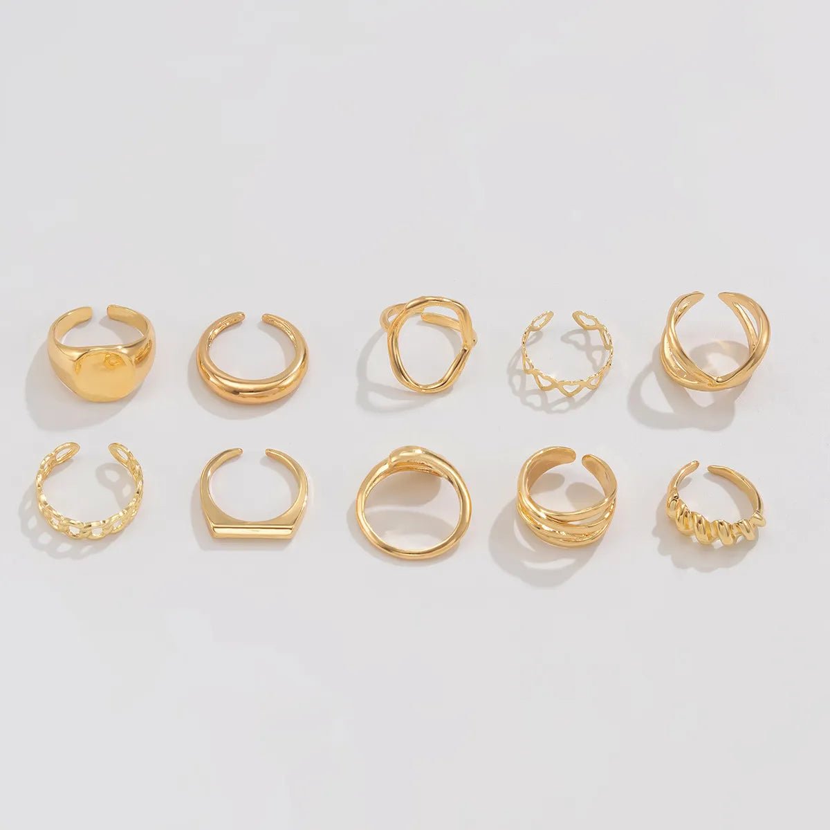 10 - Piece Alloy Geometric Ring - MYSTIQOR