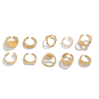 10 - Piece Alloy Geometric Ring - MYSTIQOR