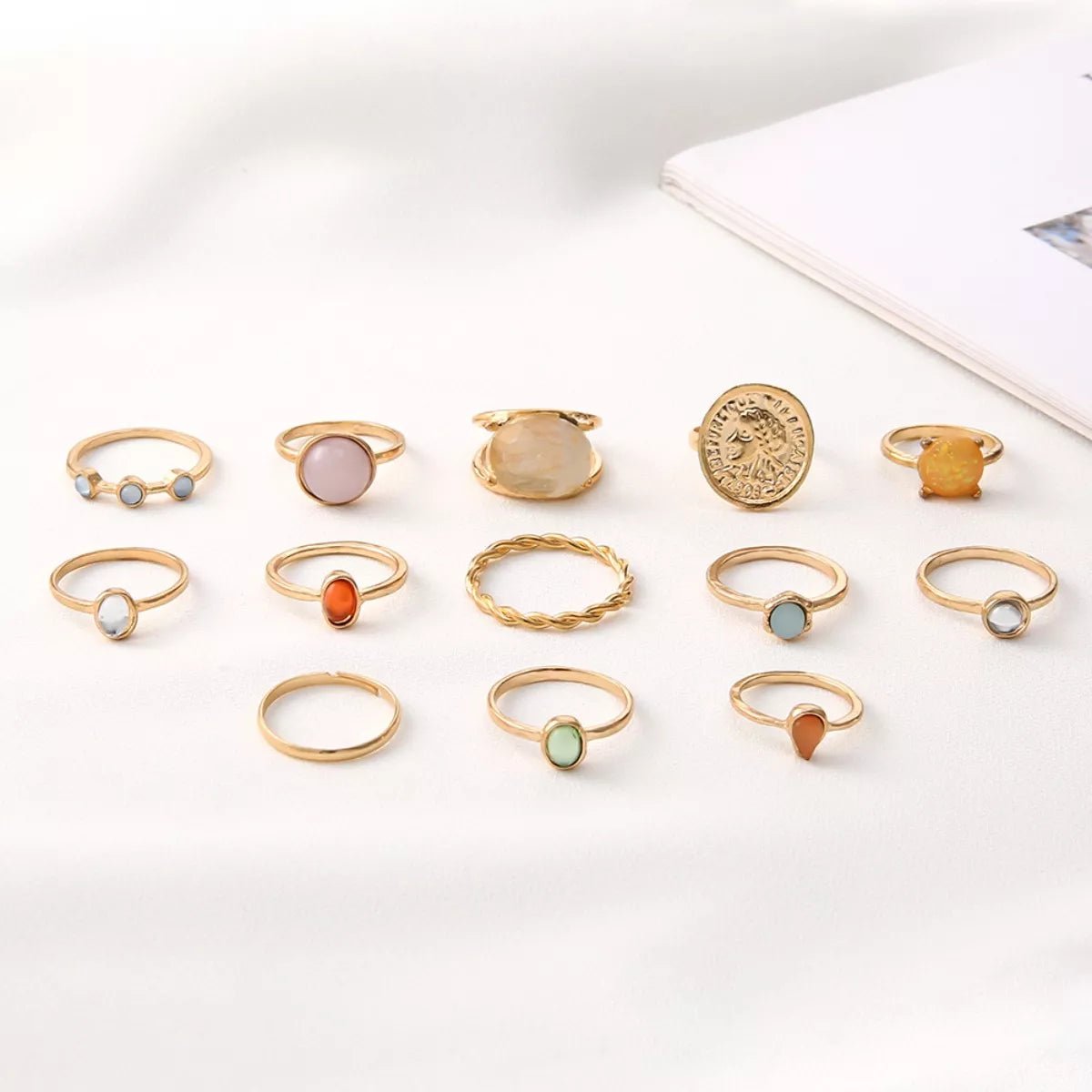 13 Piece 18K Gold - Plated Minimalist Ring Set - MYSTIQOR