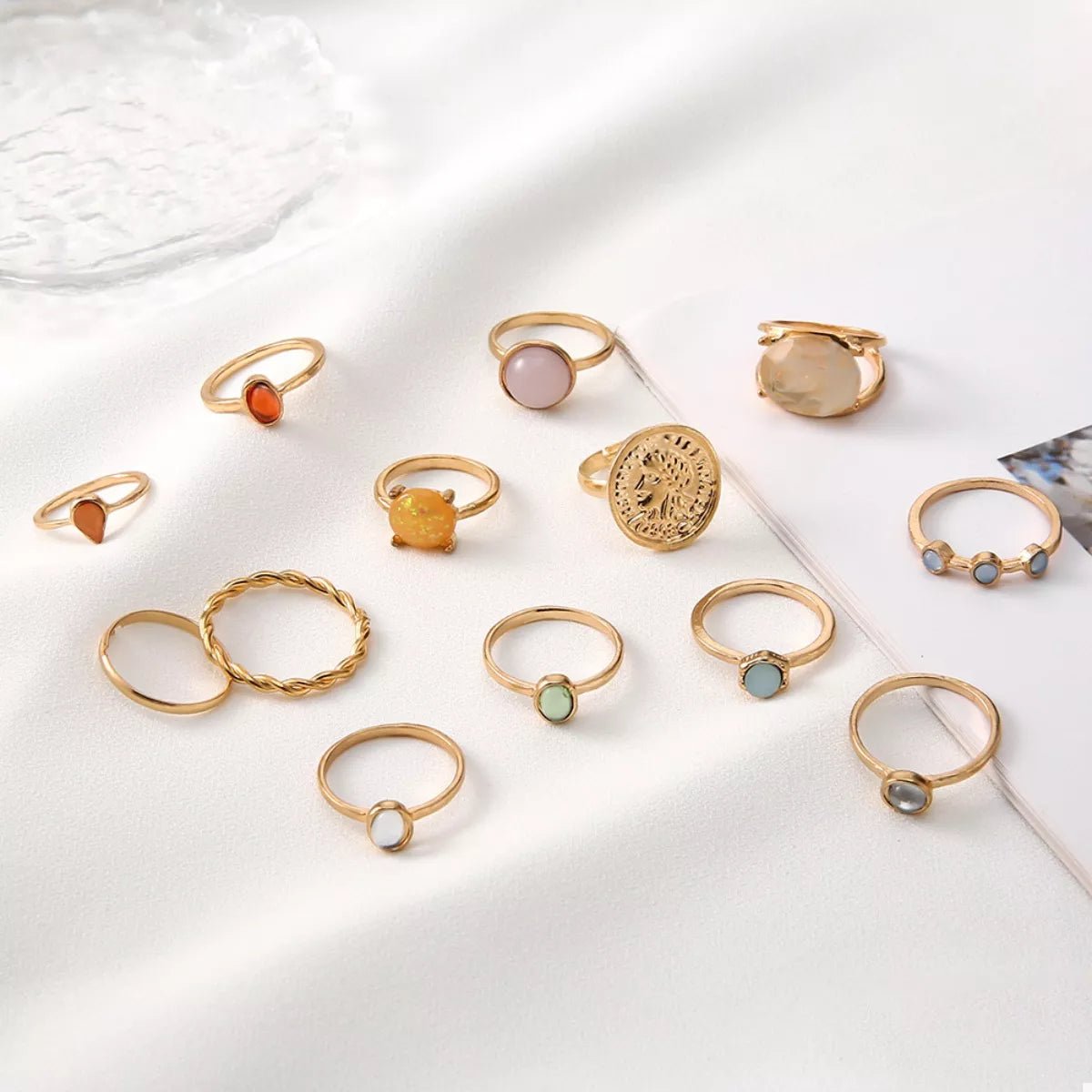 13 Piece 18K Gold - Plated Minimalist Ring Set - MYSTIQOR