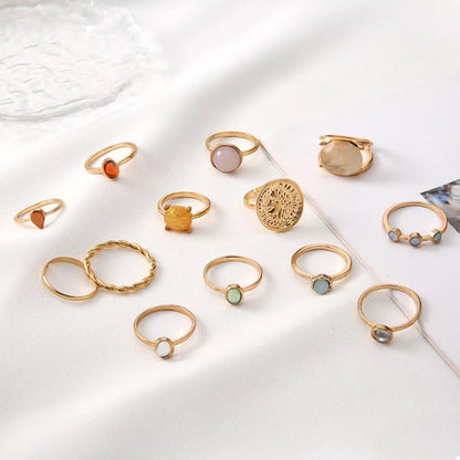 13 Piece 18K Gold - Plated Minimalist Ring Set - MYSTIQOR