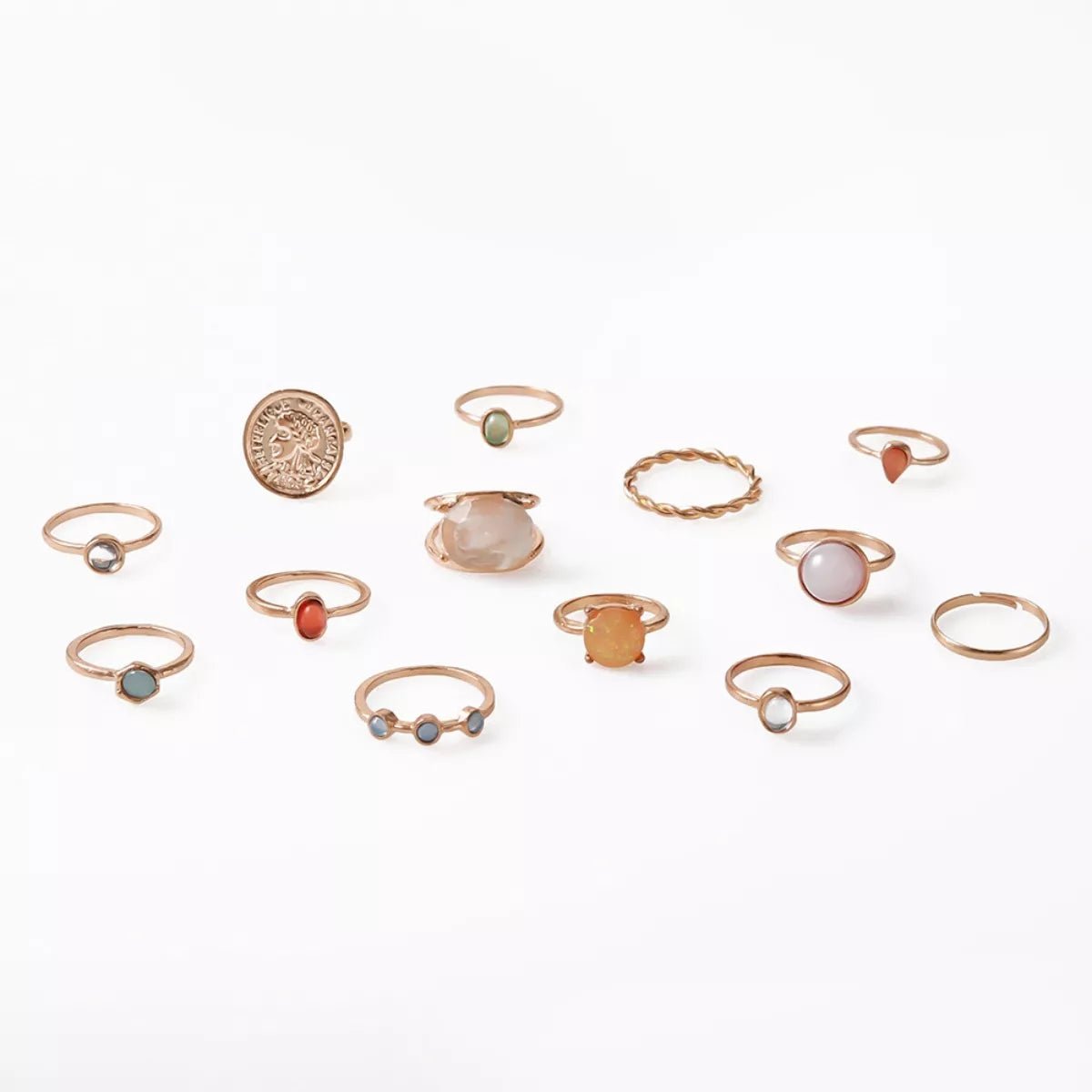 13 Piece 18K Gold - Plated Minimalist Ring Set - MYSTIQOR