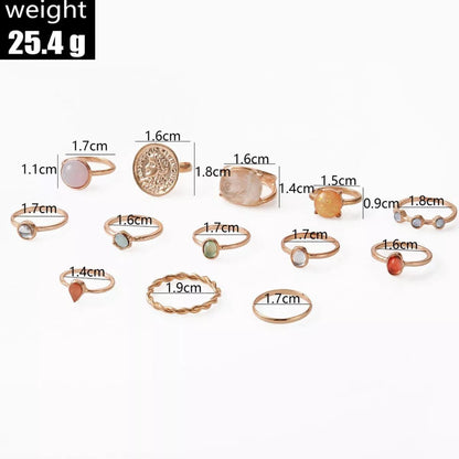 13 Piece 18K Gold - Plated Minimalist Ring Set - MYSTIQOR
