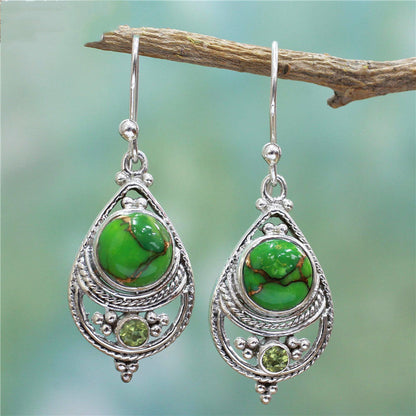 Fashion Purple Turquoise Earrings Drop Round Earrings