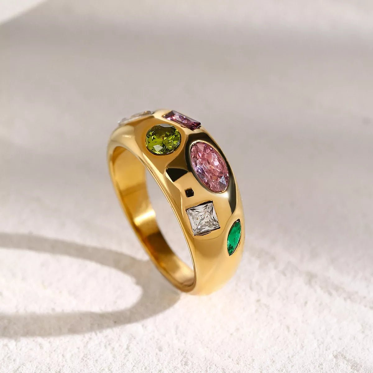 18K Gold - Plated Colorful Zircon Ring - MYSTIQOR