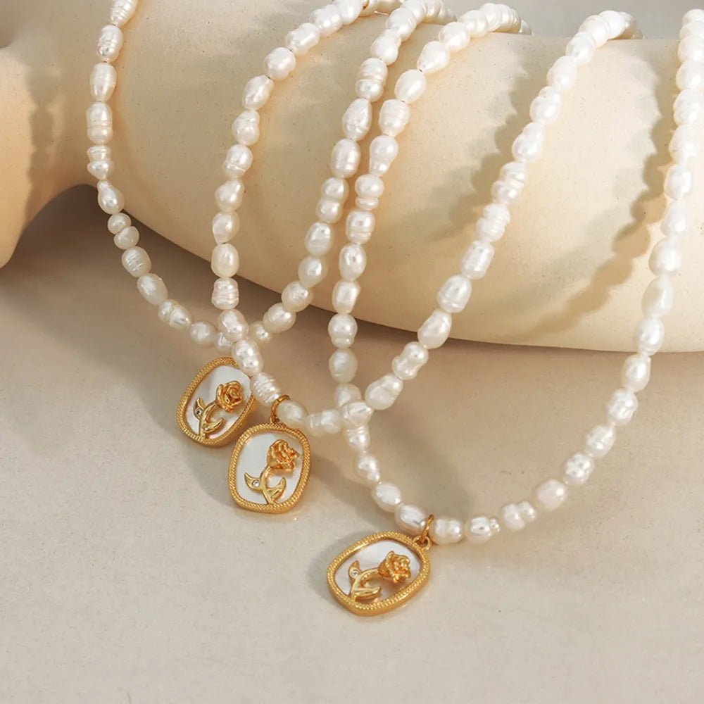 18K Gold - Plated Freshwater Pearl Necklace - MYSTIQOR