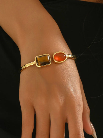 18K Gold - Plated Geometric Open Bracelet - MYSTIQOR