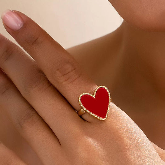 18K Gold - Plated Heart - Shaped Ring - MYSTIQOR