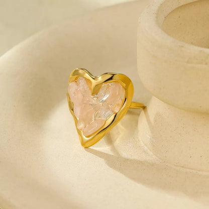 18K Gold - Plated Heart - Shaped Ring - MYSTIQOR